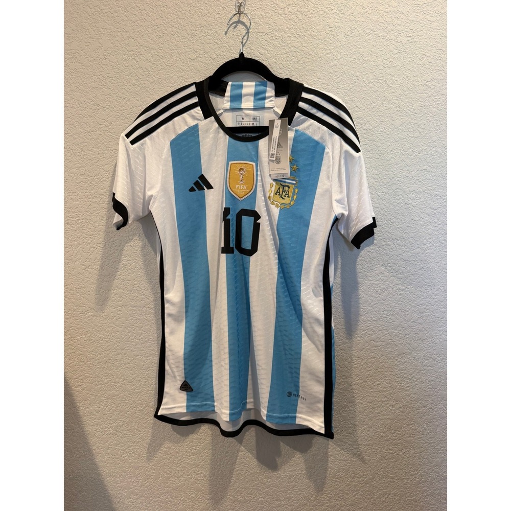 Adidas Mens Argentina Messi 10 World Cup Home Jersey Blue White M NWT